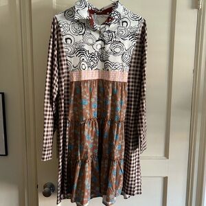Floral and Checkered Kids Dress